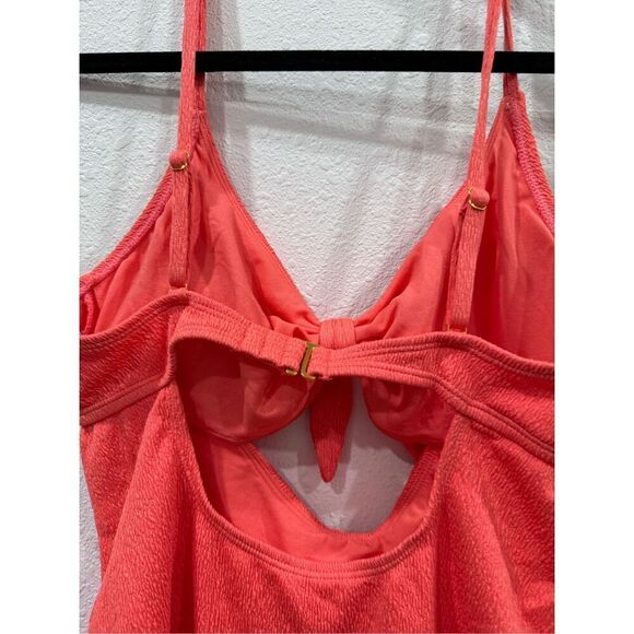Shade and shore women crepe bralette tie front one piece swimsuit orange size la - Picture 5 of 6